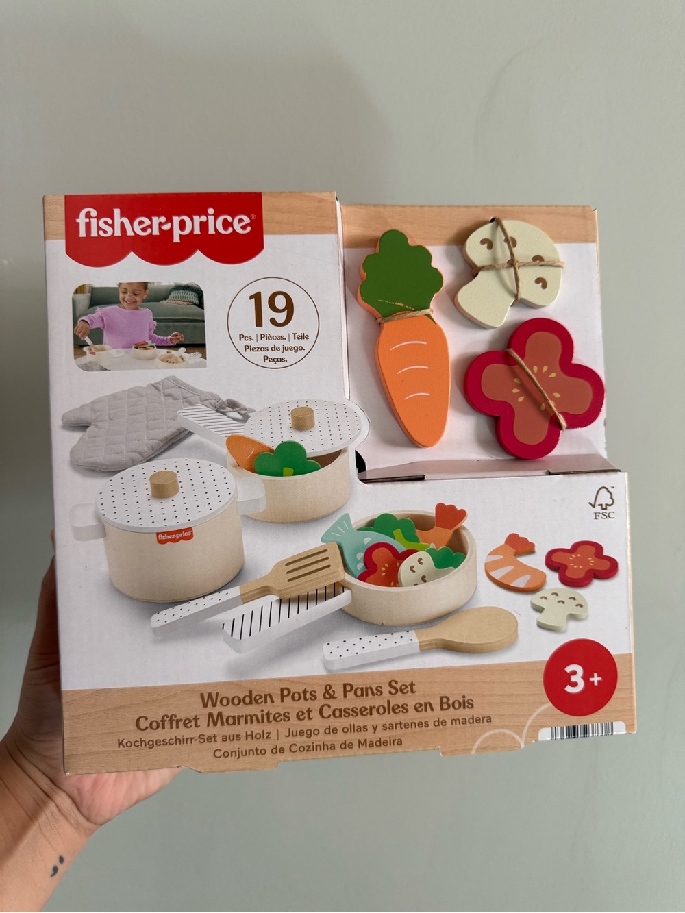 Fisher-Price Kids Wooden Pots and Pans Playset